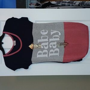 Colorblock Maternity Ruched Short Sleeve Top - "Babe/Baby"